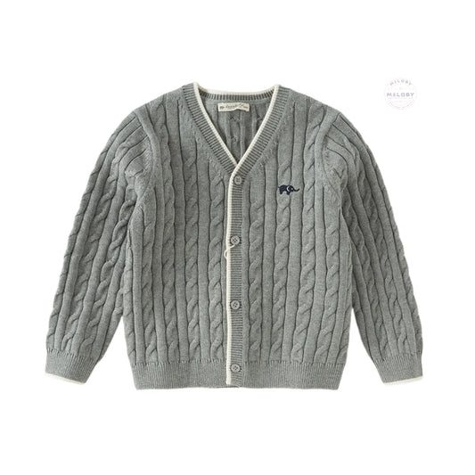 Cardigan torsadé antistatique premium gris pour garçon, vêtement enfant maroc - MALOBY