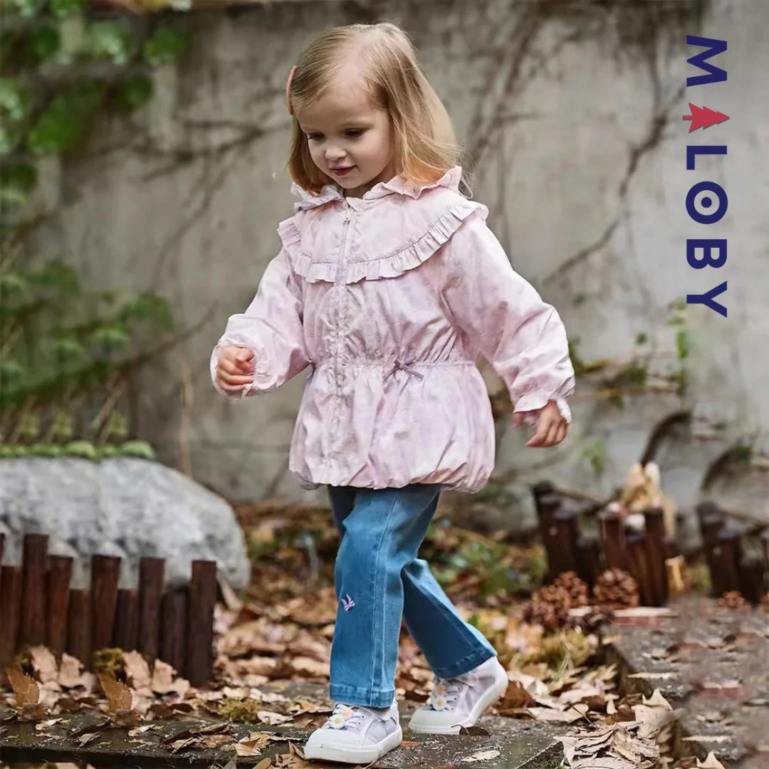Veste mi-saison imprimé floral enfant fille- Rose