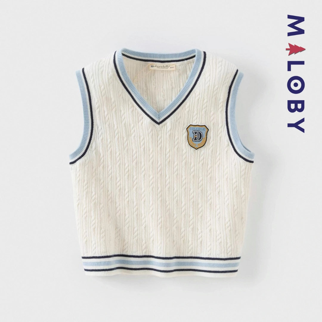 Pull en maille sans manches enfant garçon -Beige