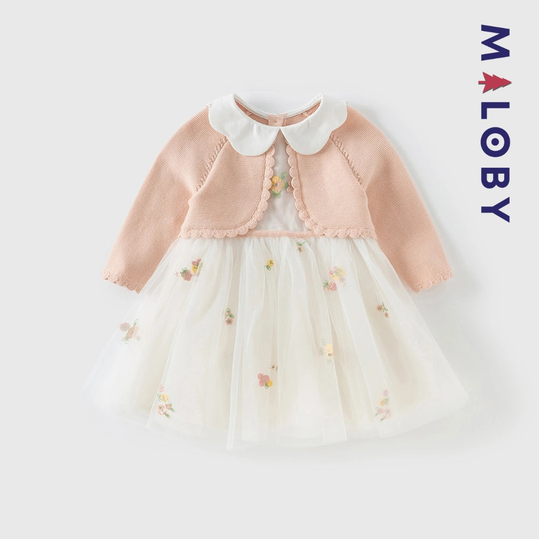 Robe cérémonie avec Boléro intégré- rose pâle -robes et ensembles pour filles, bébés et garcons - MALOBY