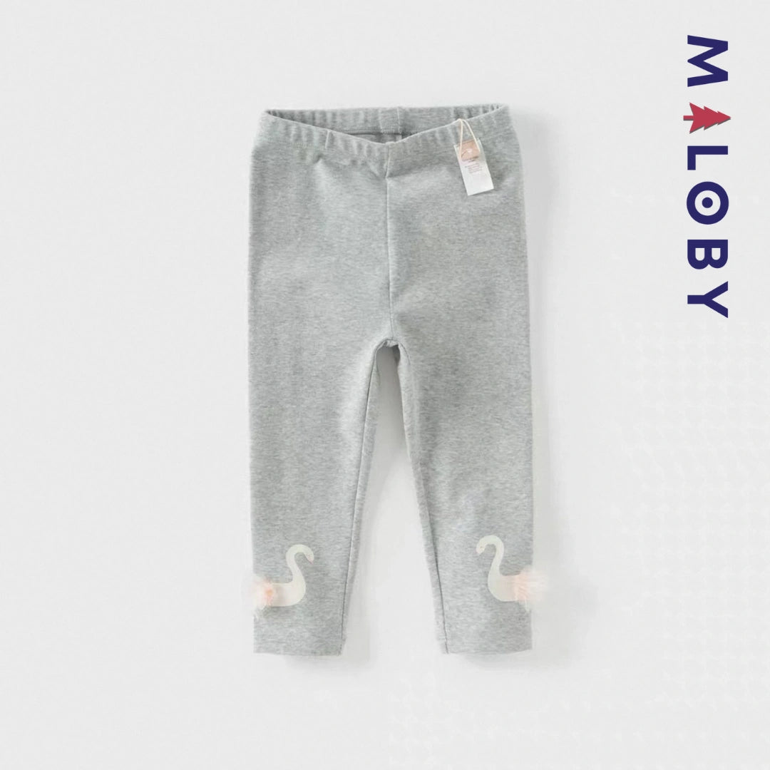 Legging motif fantaisie enfant fille-Blanc/gris