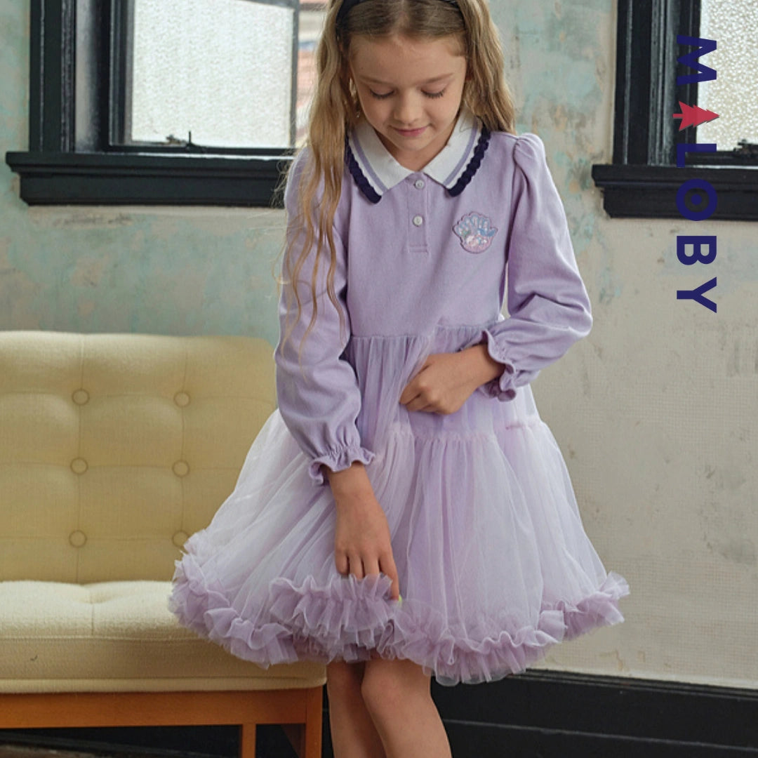 Robe col polo enfant fille- violet -robes et ensembles pour filles, bébés et garcons - MALOBY