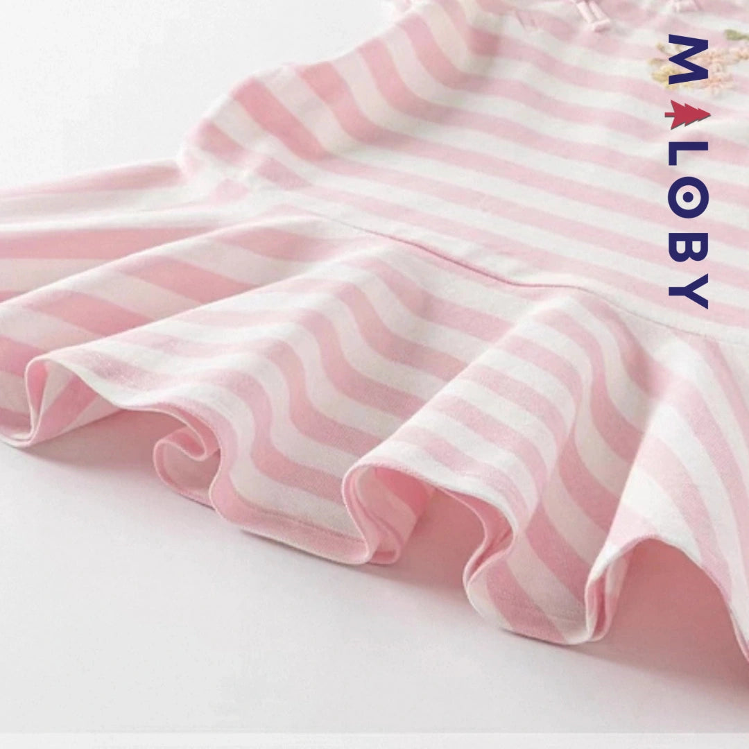 Robe d'été rayée enfant fille -Rose