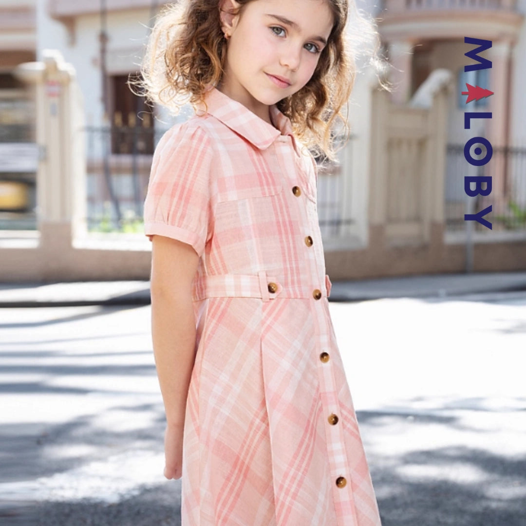 Robe d'Été badge brodé enfant fille - imprimé carreaux