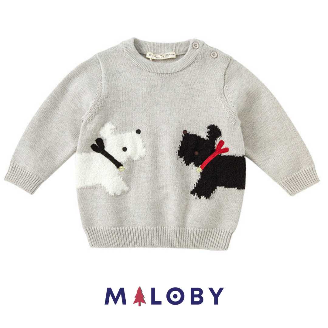 Pull en maille garçon- Gris -robes et ensembles pour filles, bébés et garcons - MALOBY