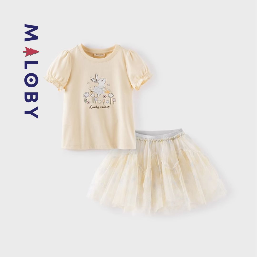 Ensemble T-shirt et Jupe enfant fille-jaune -robes et ensembles pour filles, bébés et garcons - MALOBY