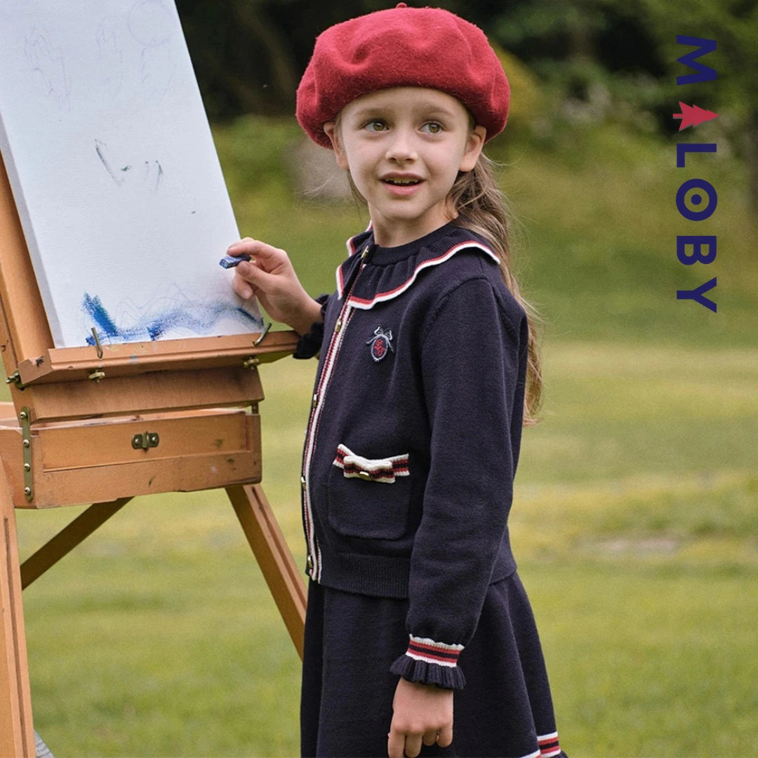 Ensemble jupe + Cardigan enfant fille- marine