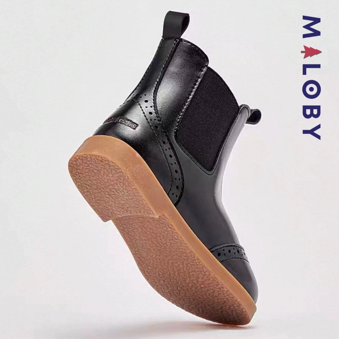 Boots enfant fille zippées et élastiquées - noir