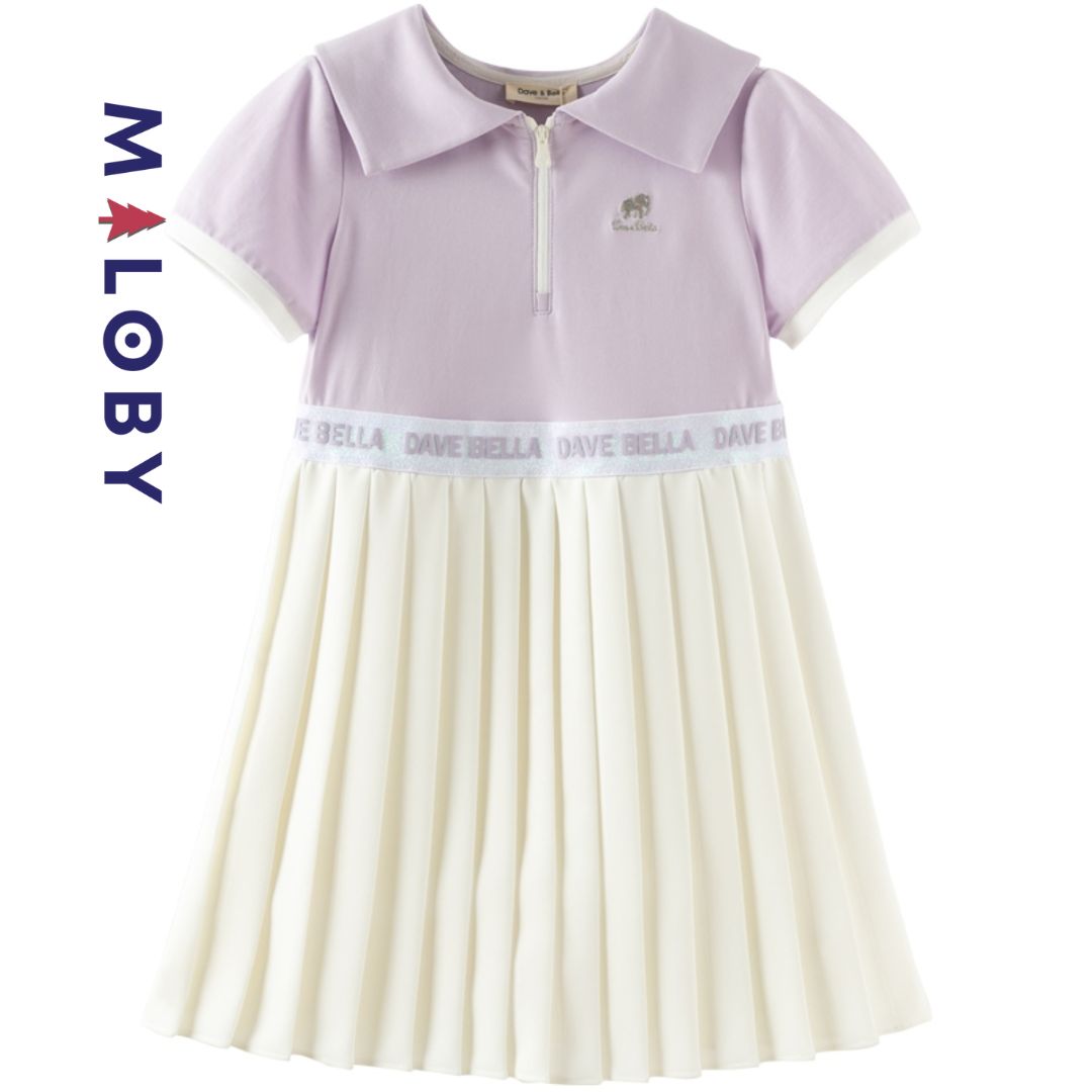 Robe plissée enfant fille -Blanc/violet -robes et ensembles pour filles, bébés et garcons - MALOBY