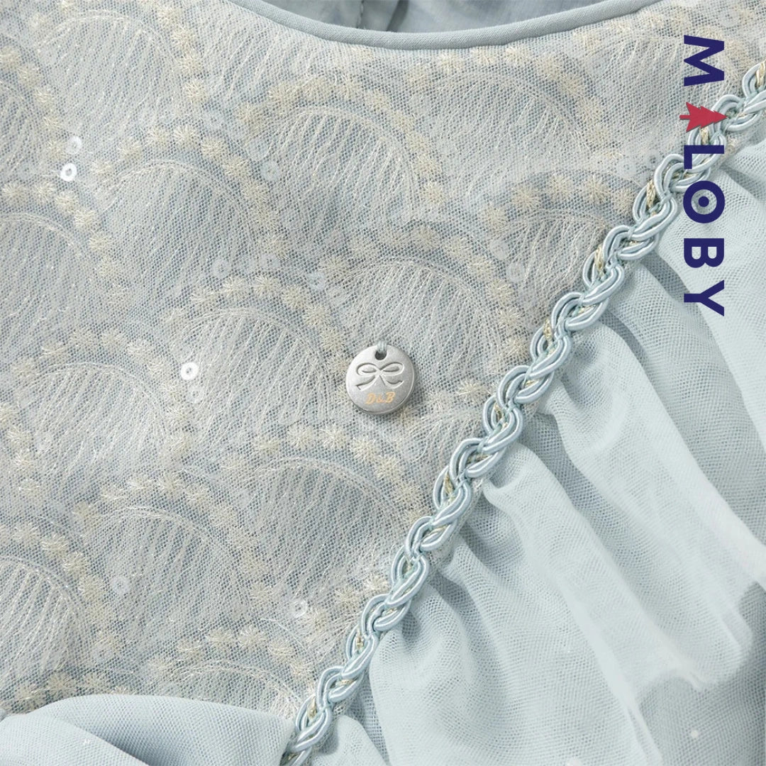 Robe de cérémonie à volants enfant fille -Bleu ciel