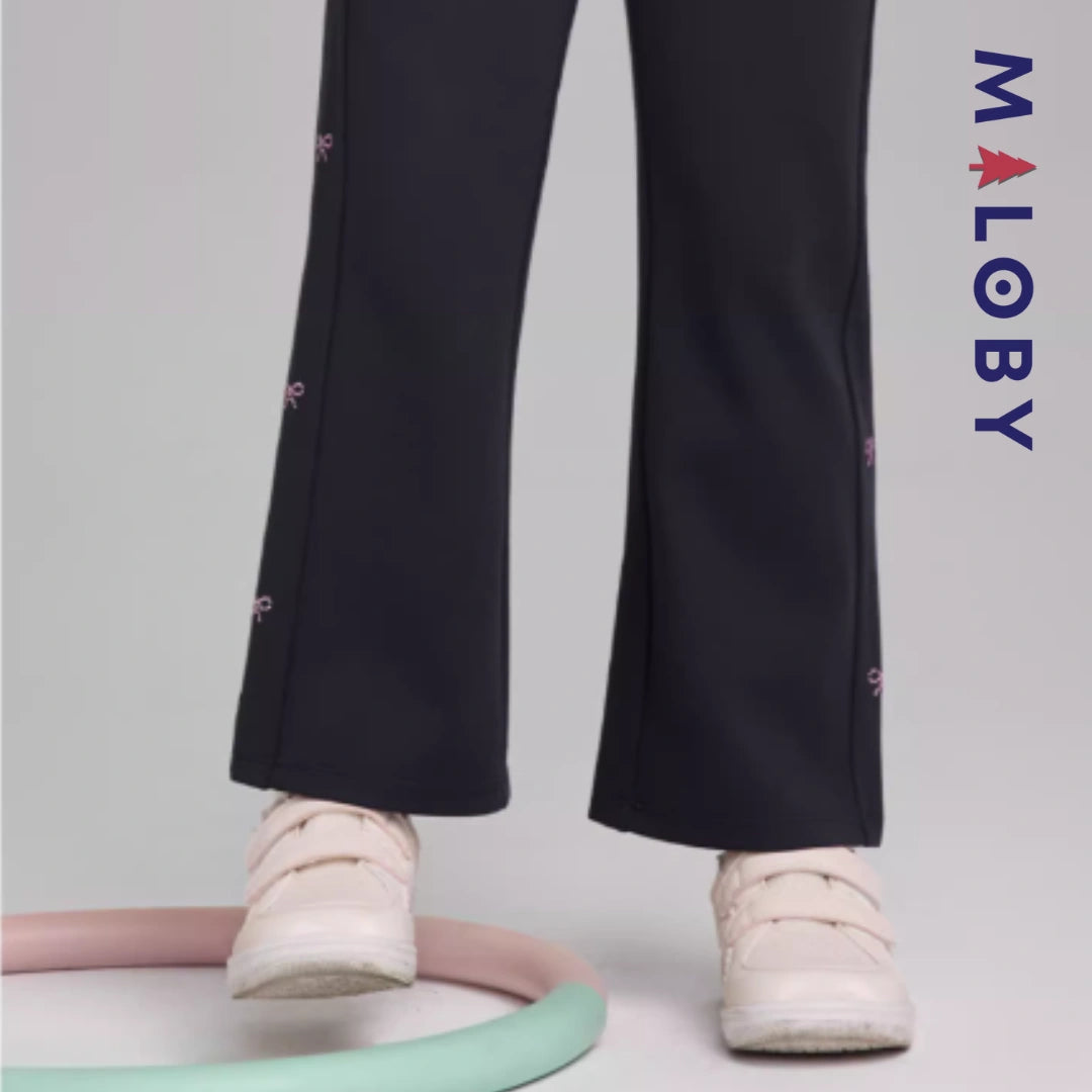 Pantalon évasé longueur chevilles enfant fille- marine