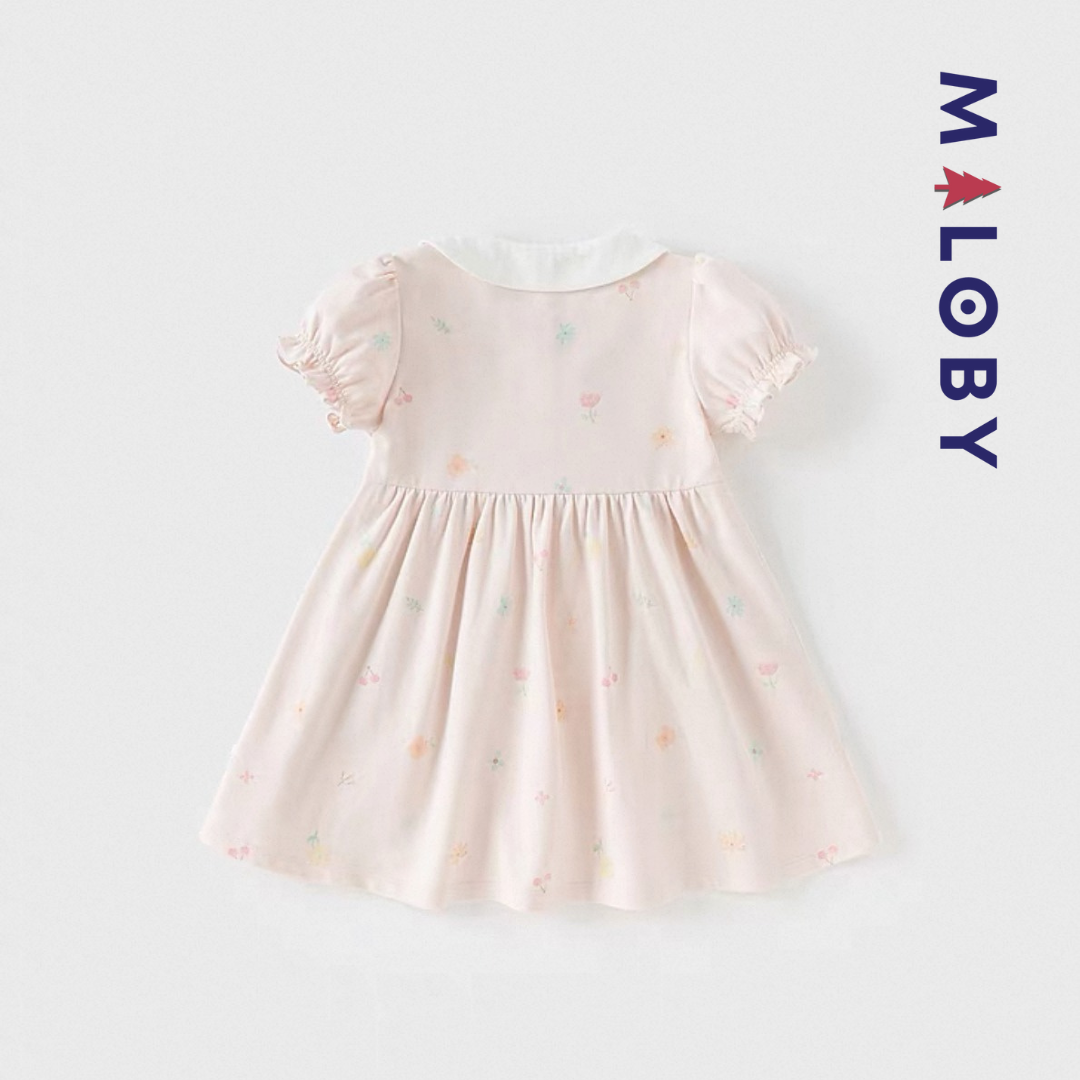 Robe d'été encolure volontée enfant fille- rose imprimé