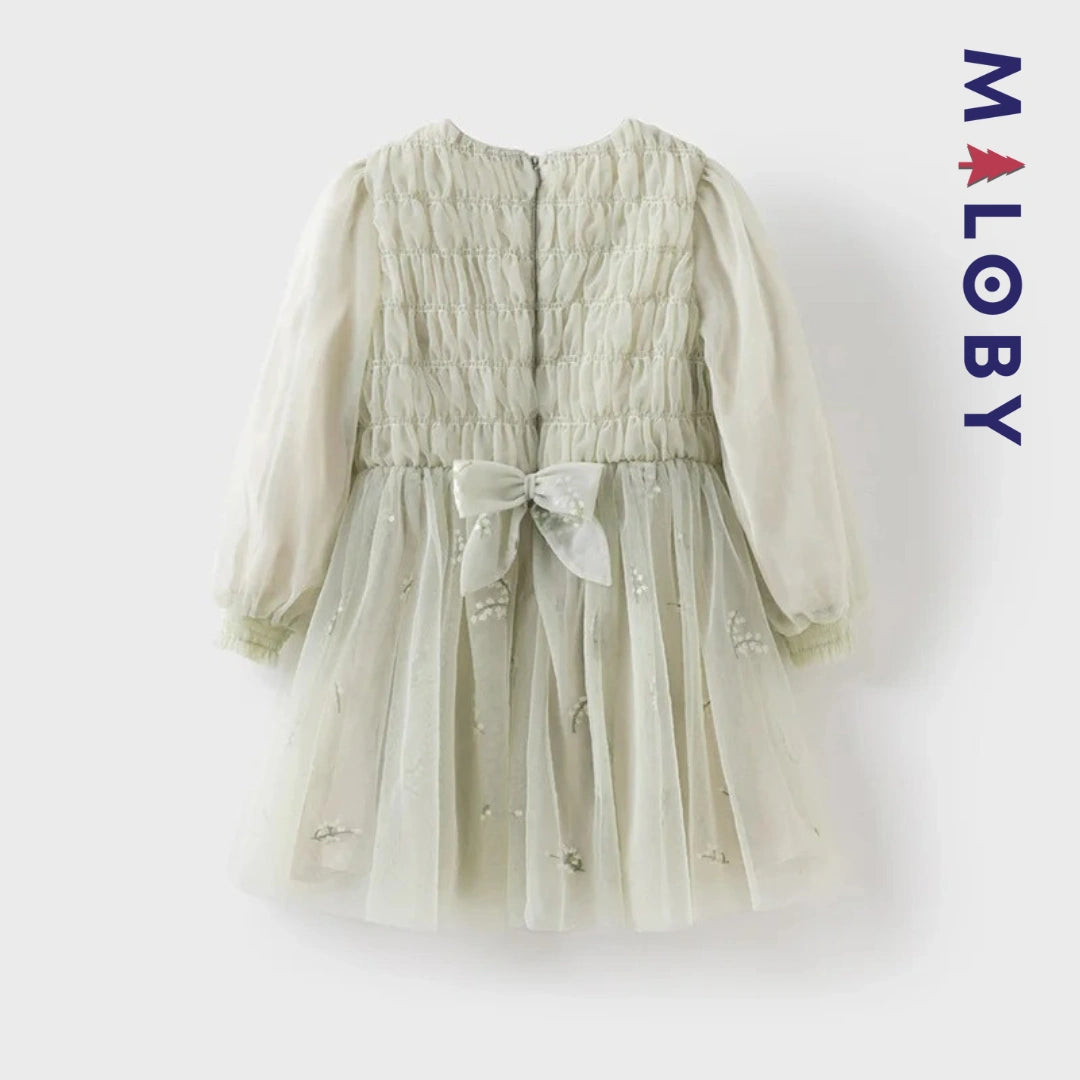 Robe de cérémonie à smocks enfant fille - vert