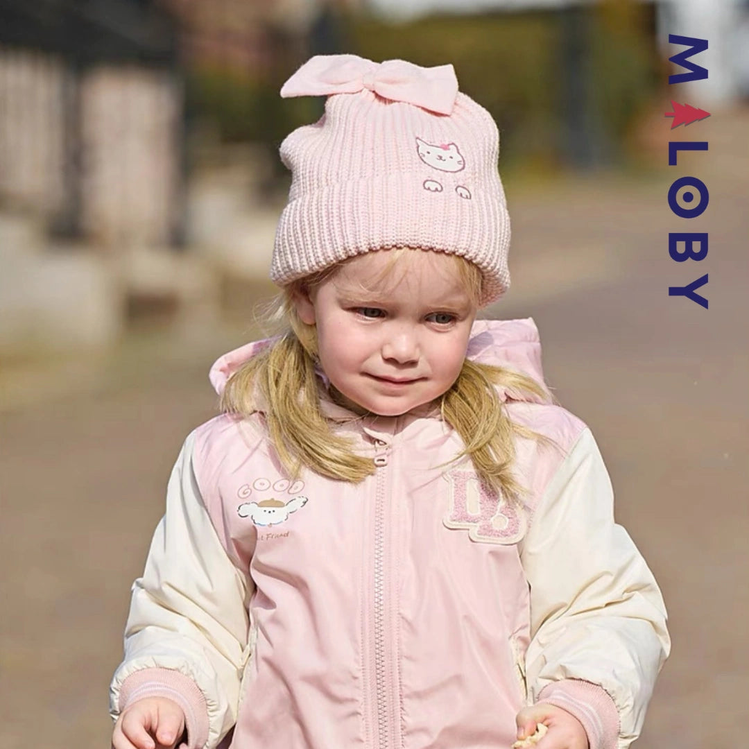 Bonnet en maille enfant fille- Rose