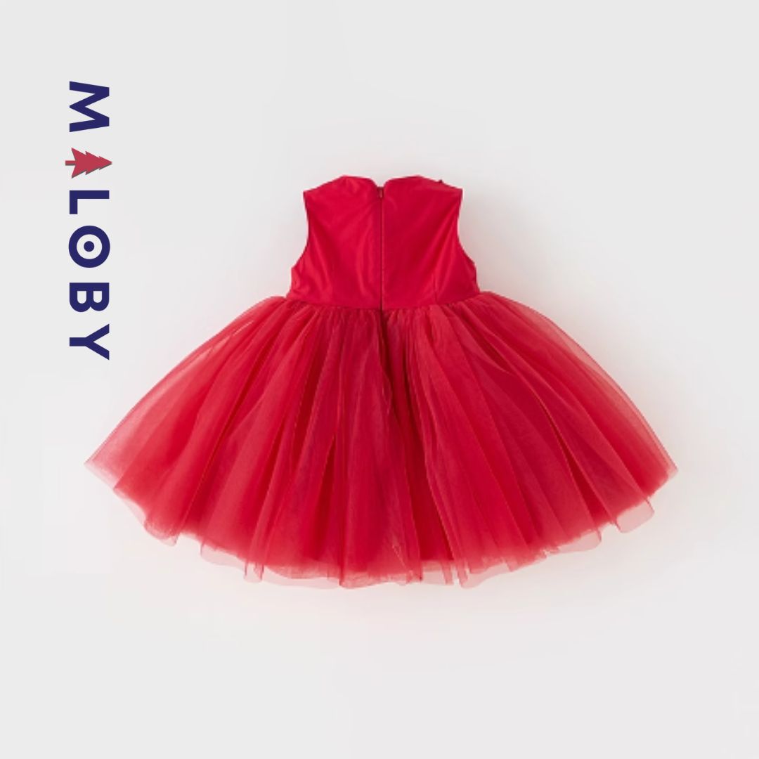 Robe d'anniversaire à fleurs- Rouge -robes et ensembles pour filles, bébés et garcons - MALOBY