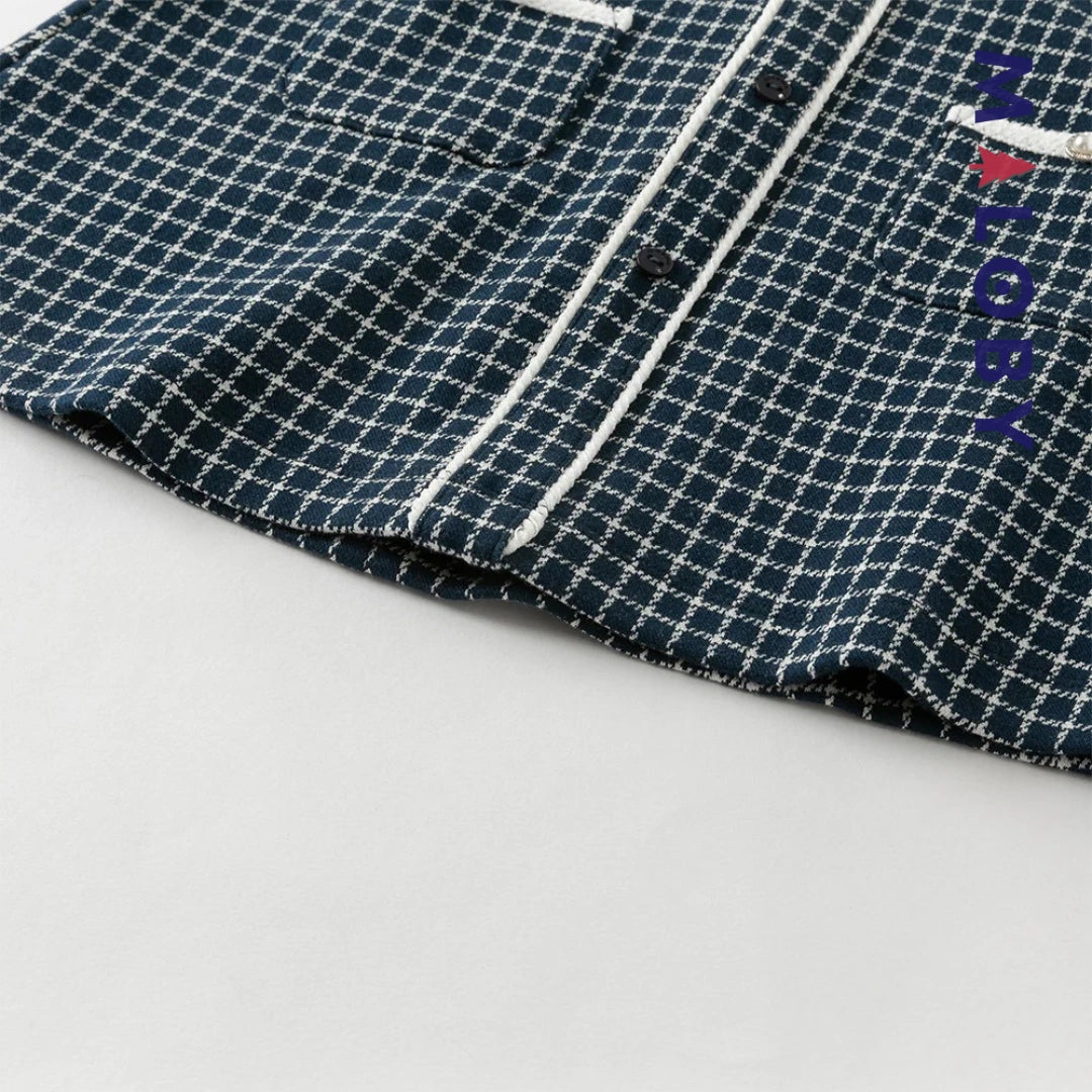 Robe à carreaux effet 2 en 1 enfant fille- marine