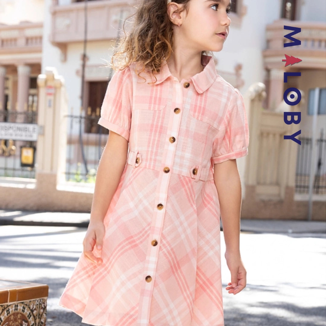 Robe d'Été badge brodé enfant fille - imprimé carreaux