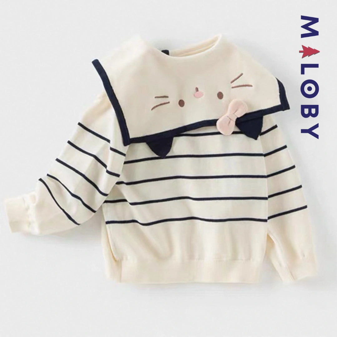 Cardigan rayé enfant fille- Beige