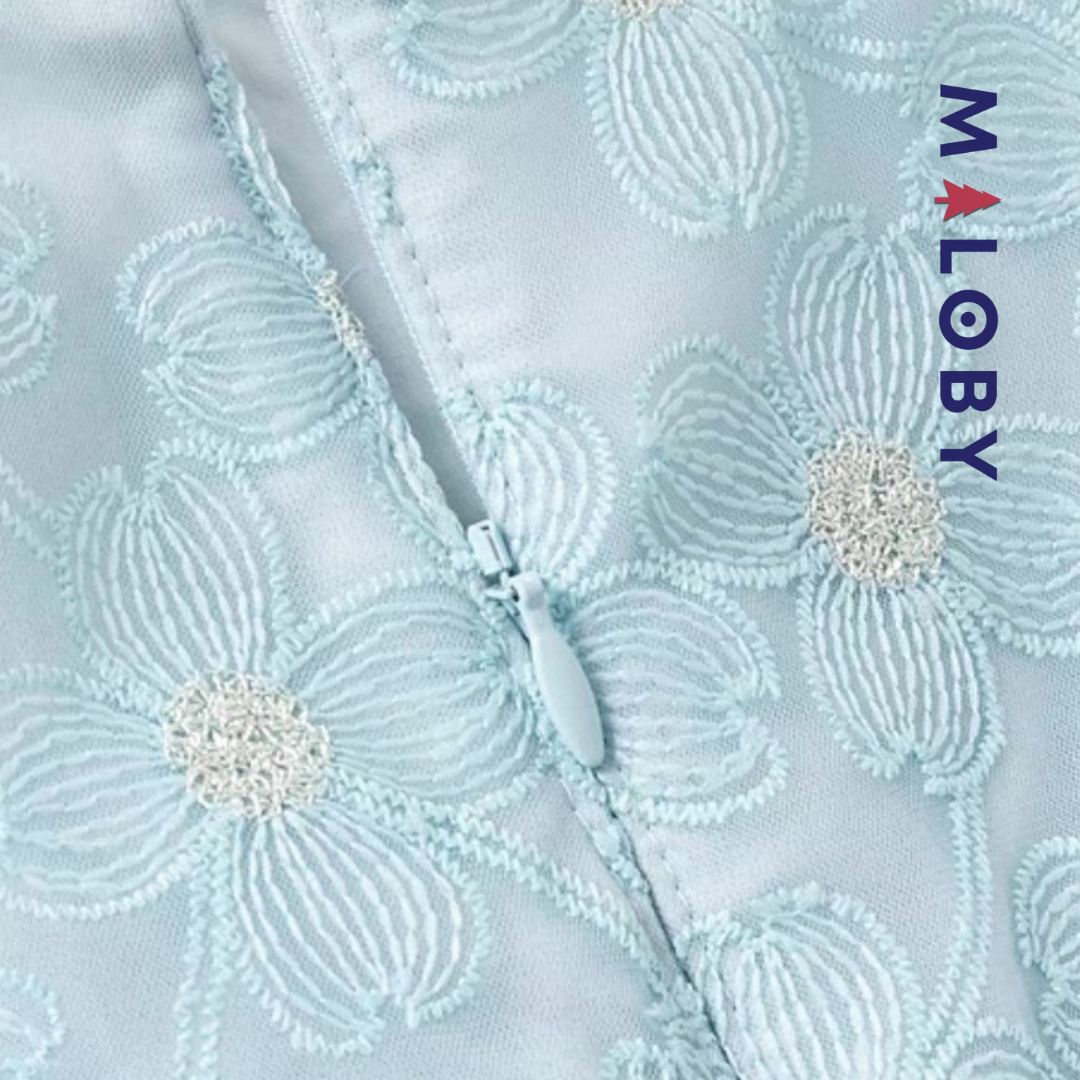 Ensemble robe de cérémonie + bandeau à volants enfant fille -Bleu ciel