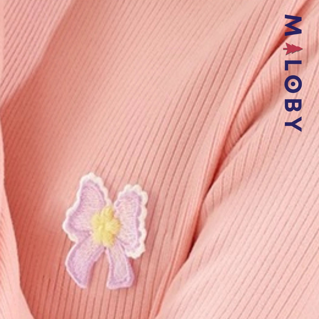 Pull uni manches longues enfant fille - Rose