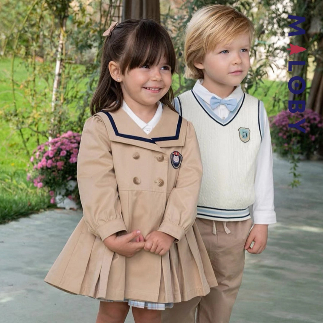 Pull en maille sans manches enfant garçon -Beige