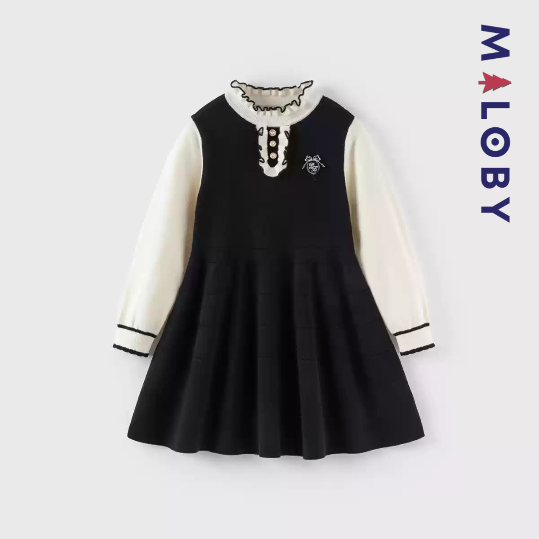 Robe habillée effet 2 en 1 enfant fille- marine -robes et ensembles pour filles, bébés et garcons - MALOBY