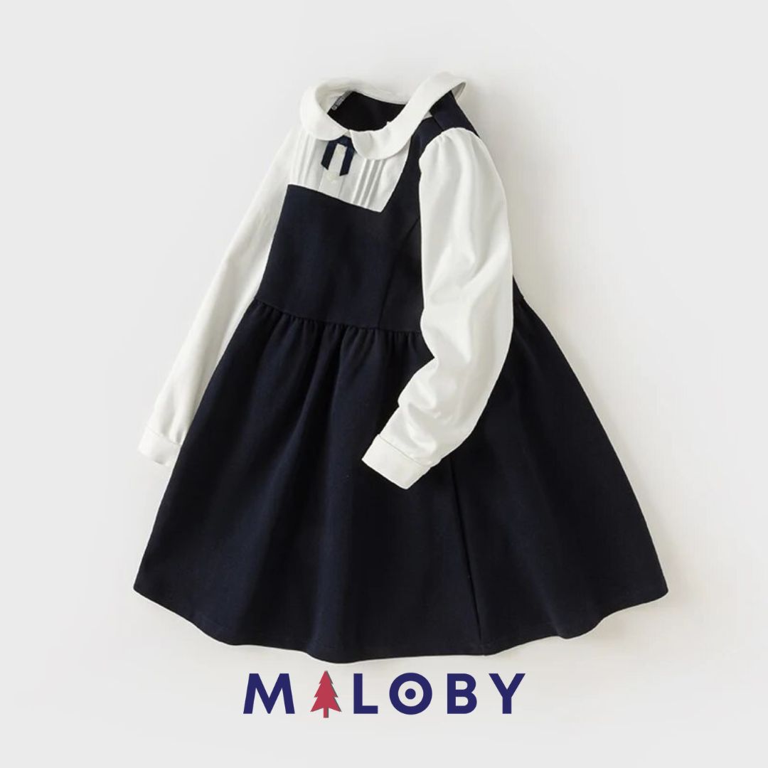 Robe manches longues enfant fille - Noir -robes et ensembles pour filles, bébés et garcons - MALOBY
