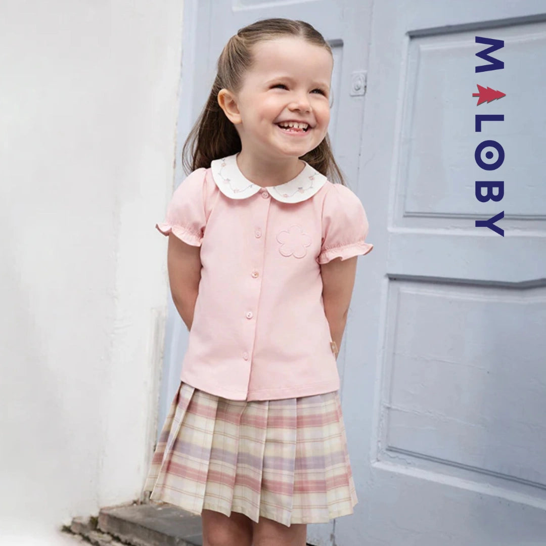 Ensemble d'été Jupon + chemise enfant fille - Rose