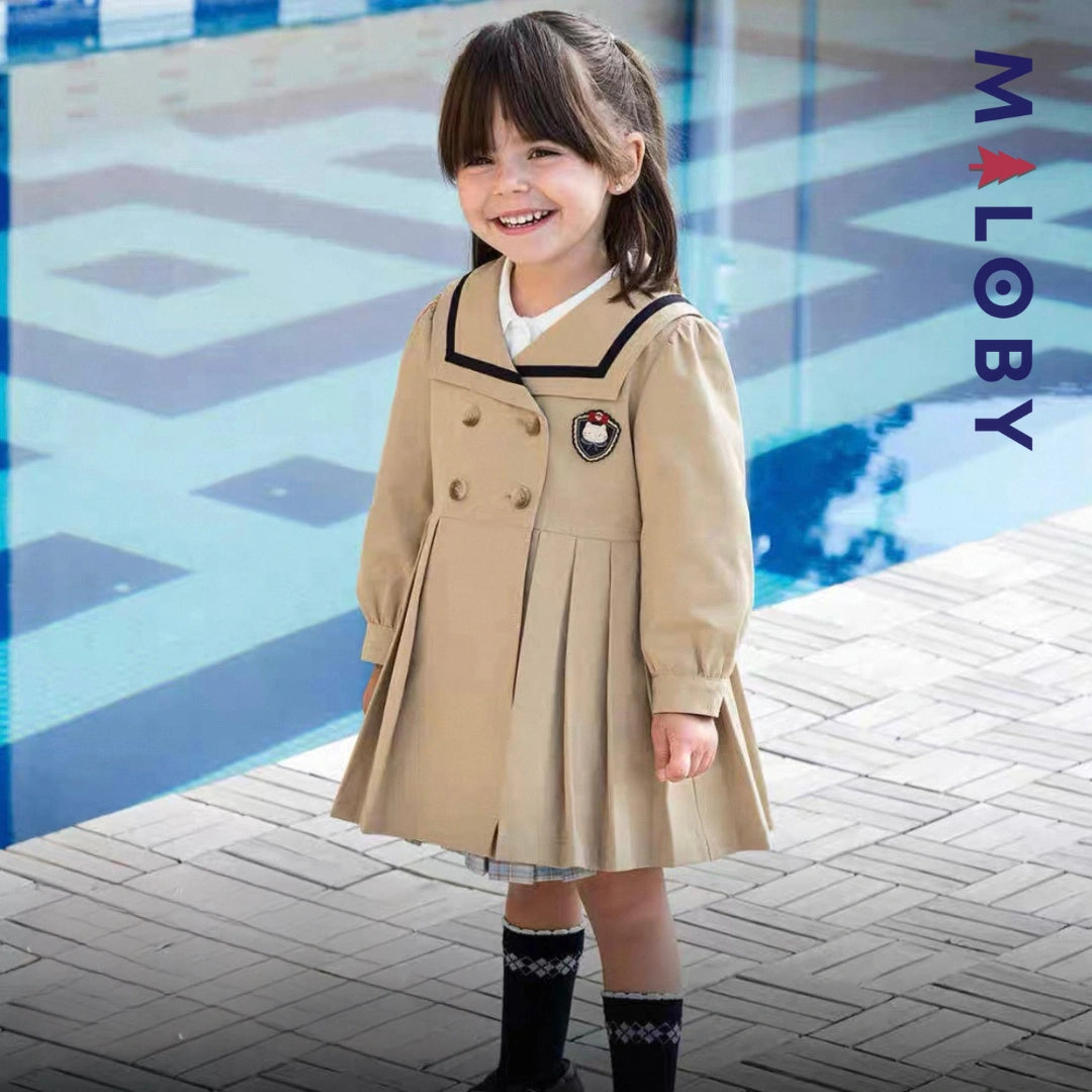 Trench col marin enfant fille - Beige