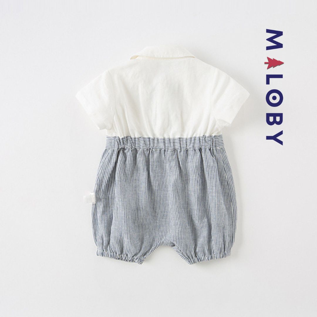 Combinaison rayée avec nœud papillon - Bébé garçon -robes et ensembles pour filles, bébés et garcons - MALOBY