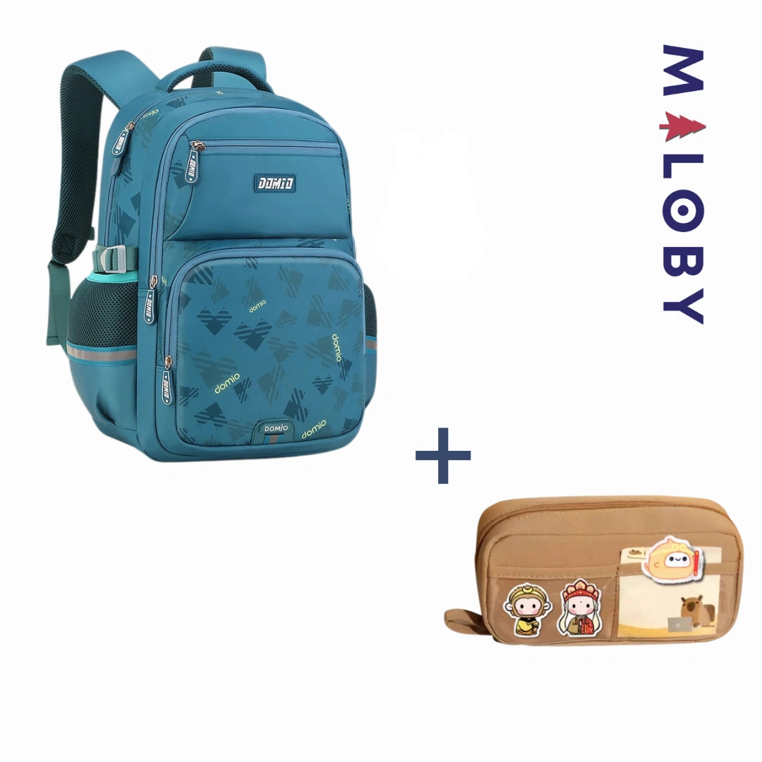 Pack Cartable scolaire + Trousse enfant Garçon - Vert canard -robes et ensembles pour filles, bébés et garcons - MALOBY