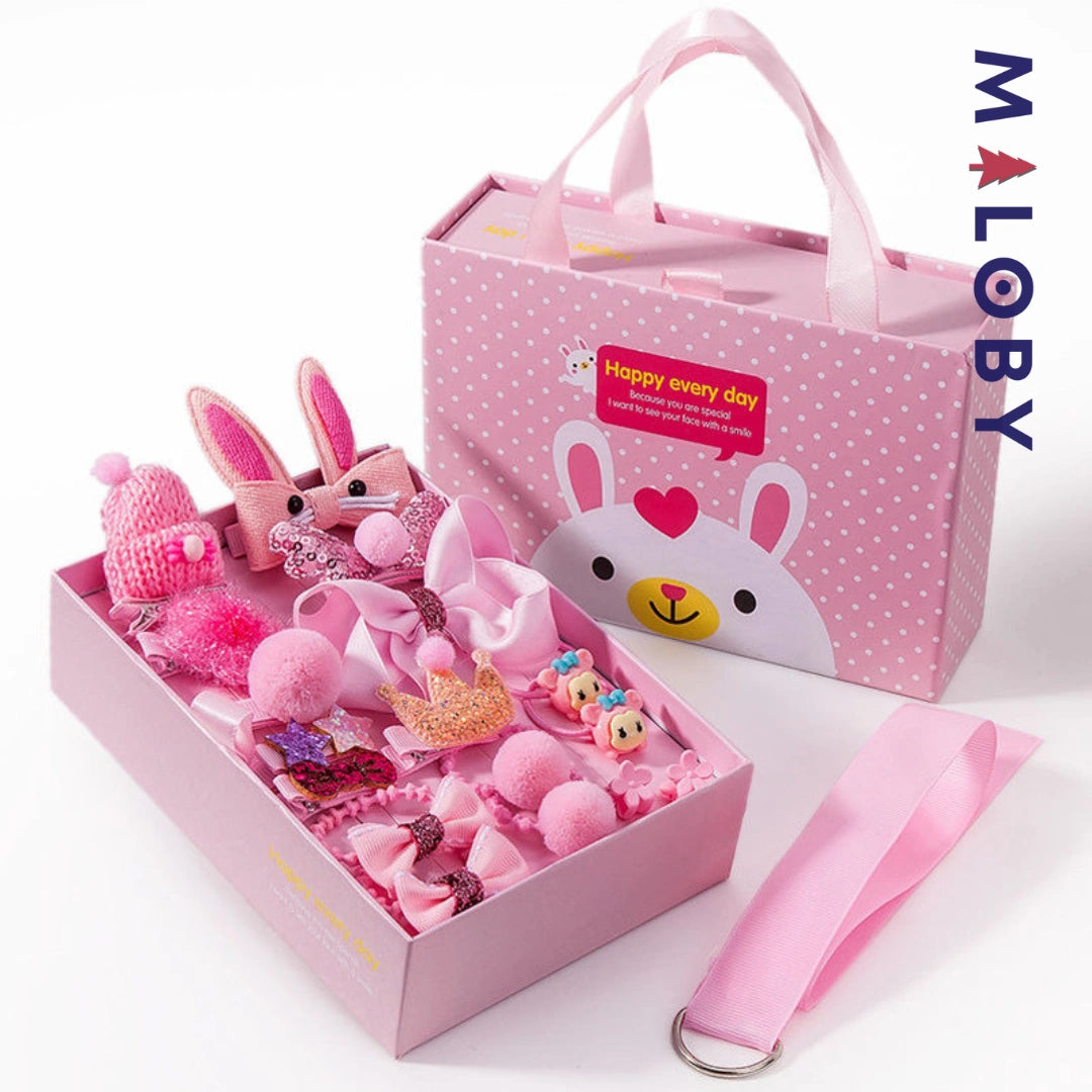 Ensemble accessoires pour cheveux enfant fille- rose -robes et ensembles pour filles, bébés et garcons - MALOBY