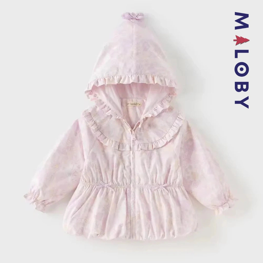 Veste mi-saison imprimé floral enfant fille- Rose