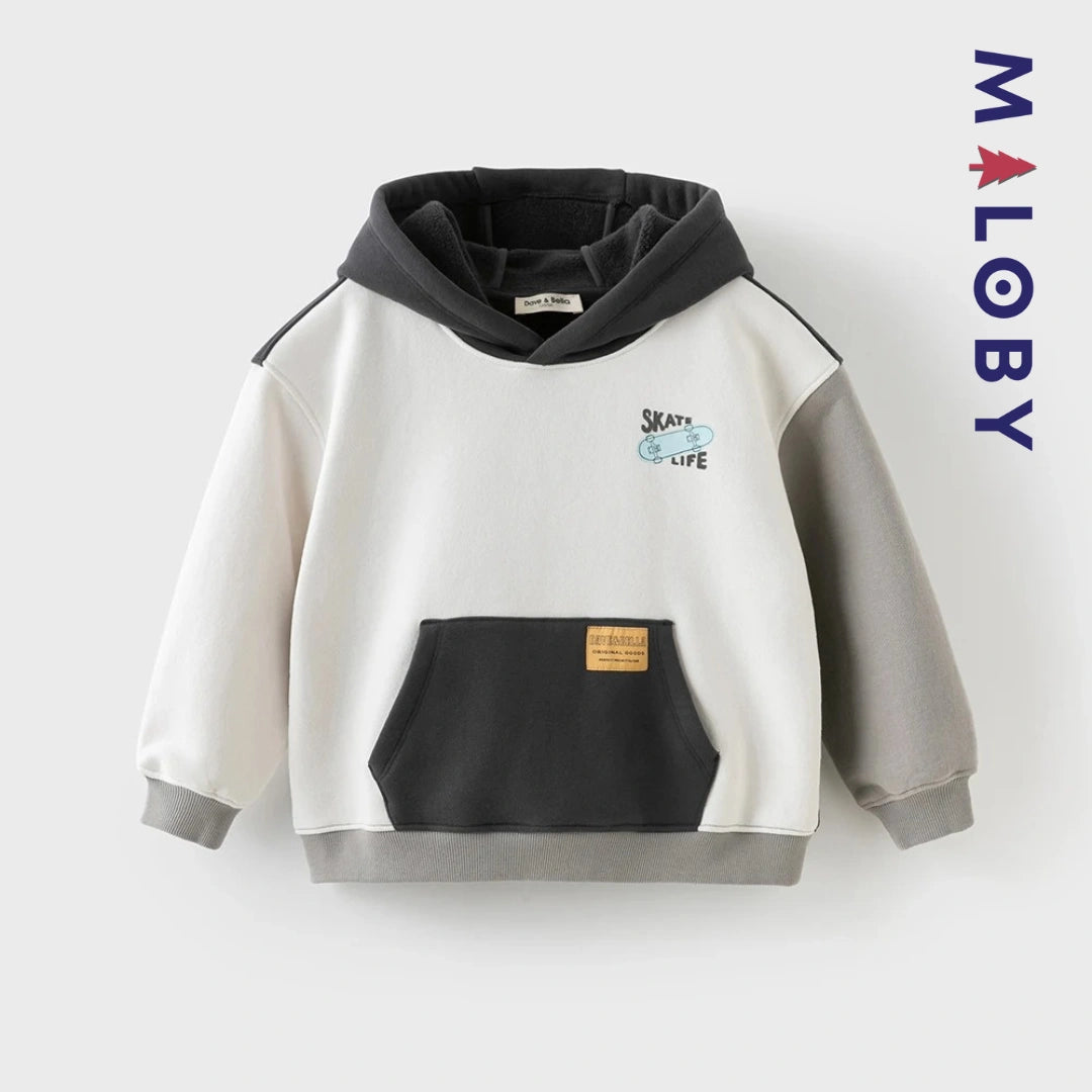 sweat à capuche skate life enfant garçon- gris