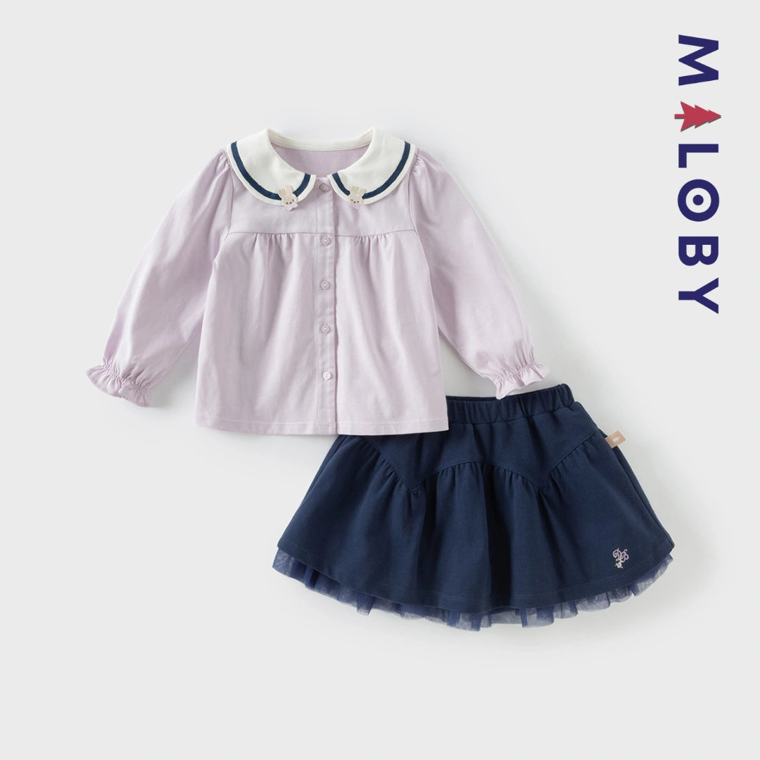 Ensemble Habillé Jupon + chemise enfant fille - violet/bleu -robes et ensembles pour filles, bébés et garcons - MALOBY