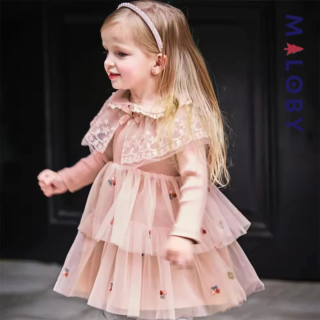 Robe cérémonie style anglais enfant fille -rose