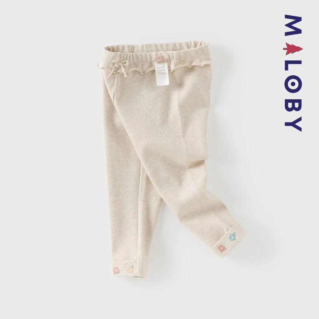 Legging à bas brodé enfant fille-beige/violet