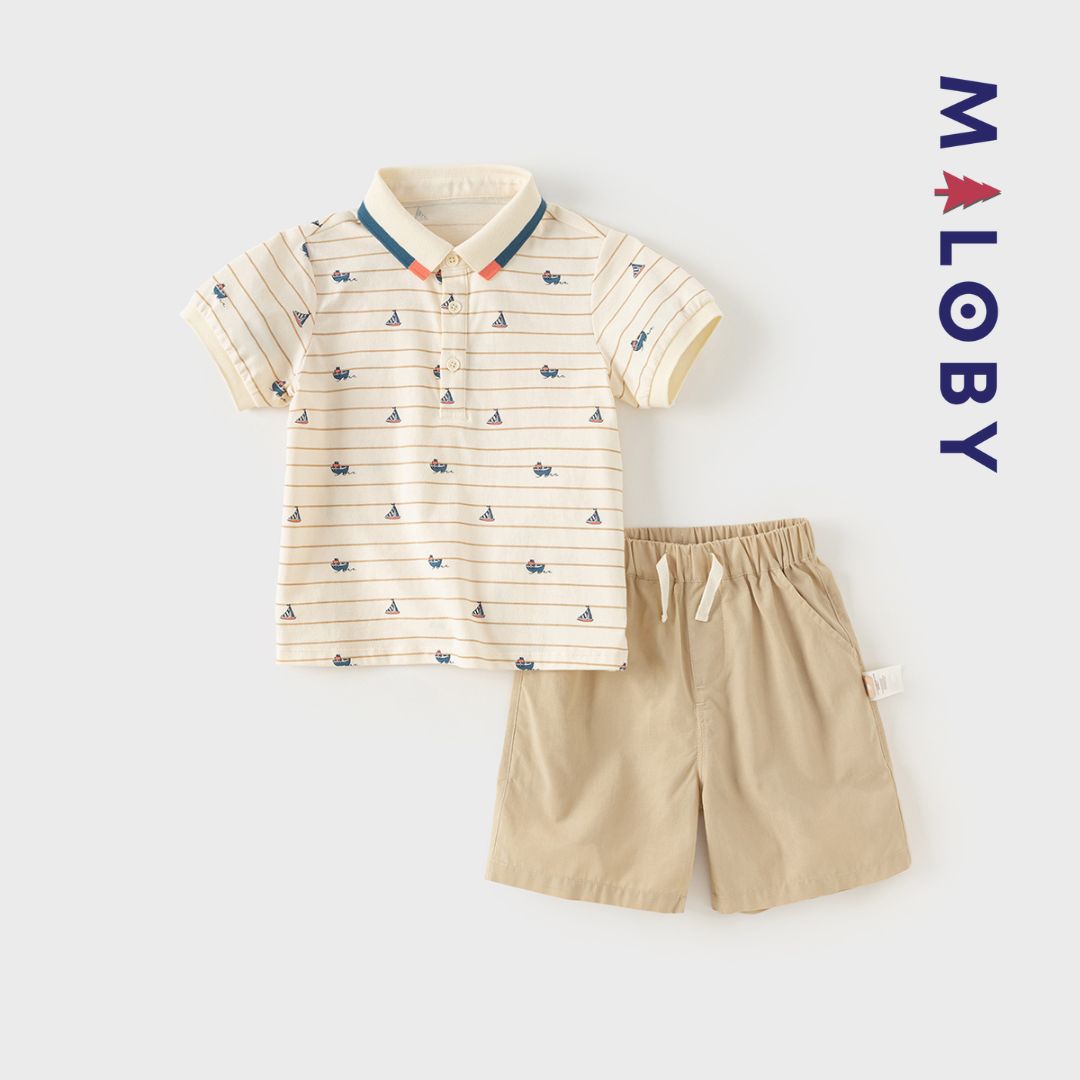 Ensemble 2 Pièces polo+ short motif marin - Enfant garçon -robes et ensembles pour filles, bébés et garcons - MALOBY