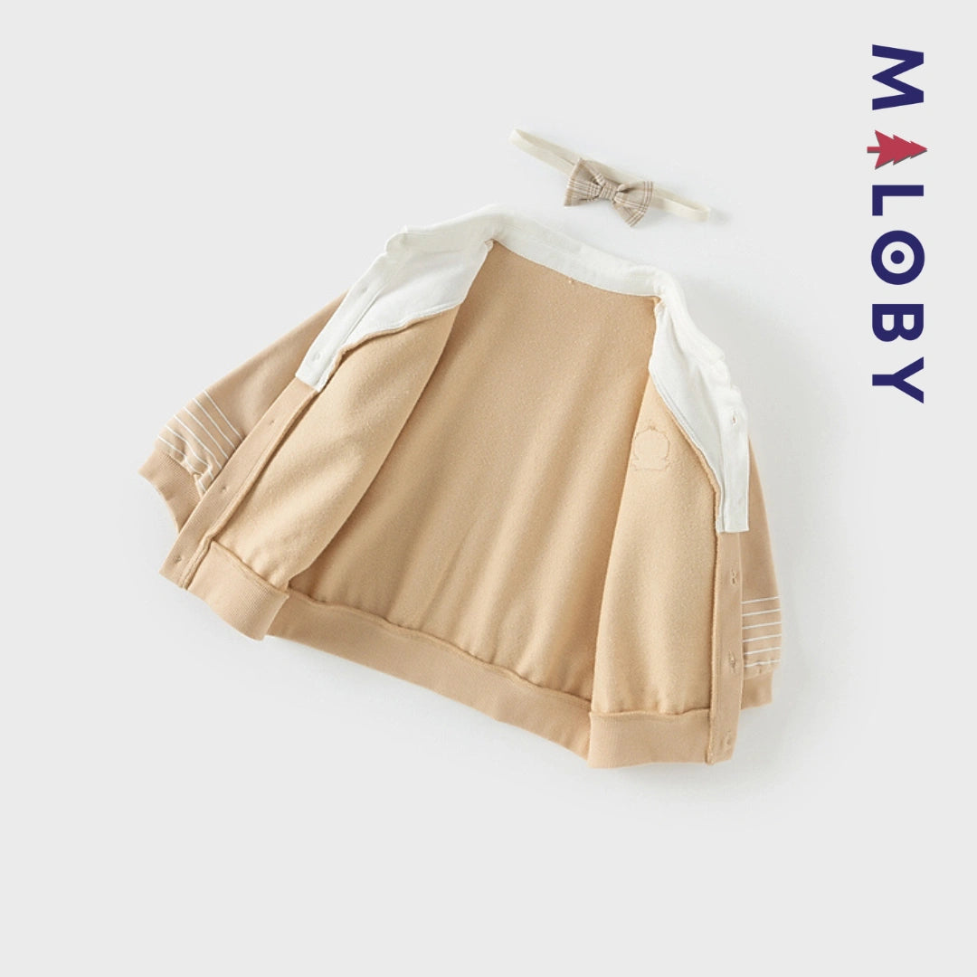 Ensemble habillé cardigan+pantalon+noeud enfant garçon- beige/gris -robes et ensembles pour filles, bébés et garcons - MALOBY