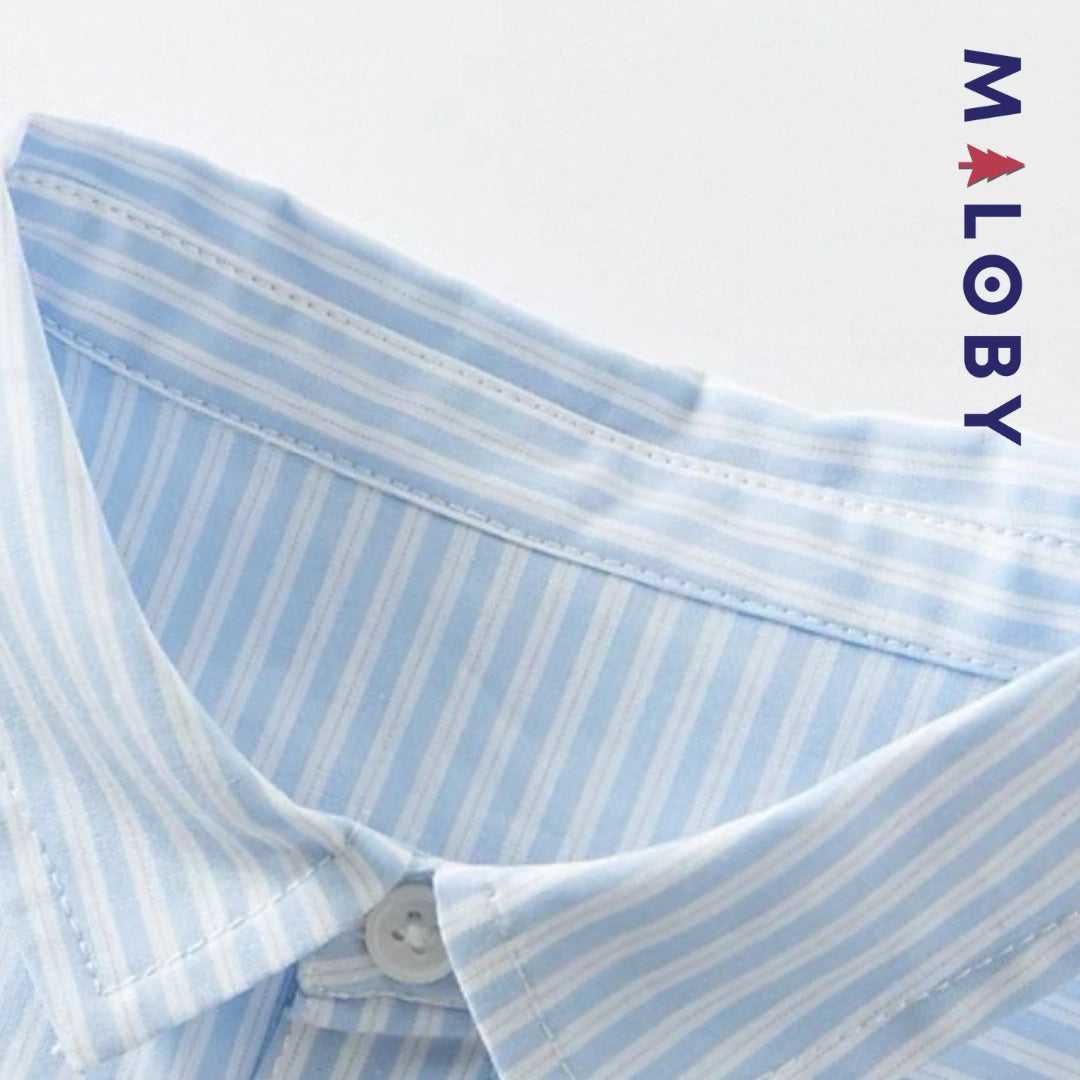 Chemise rayée manches longues enfant garçon- bleu ciel