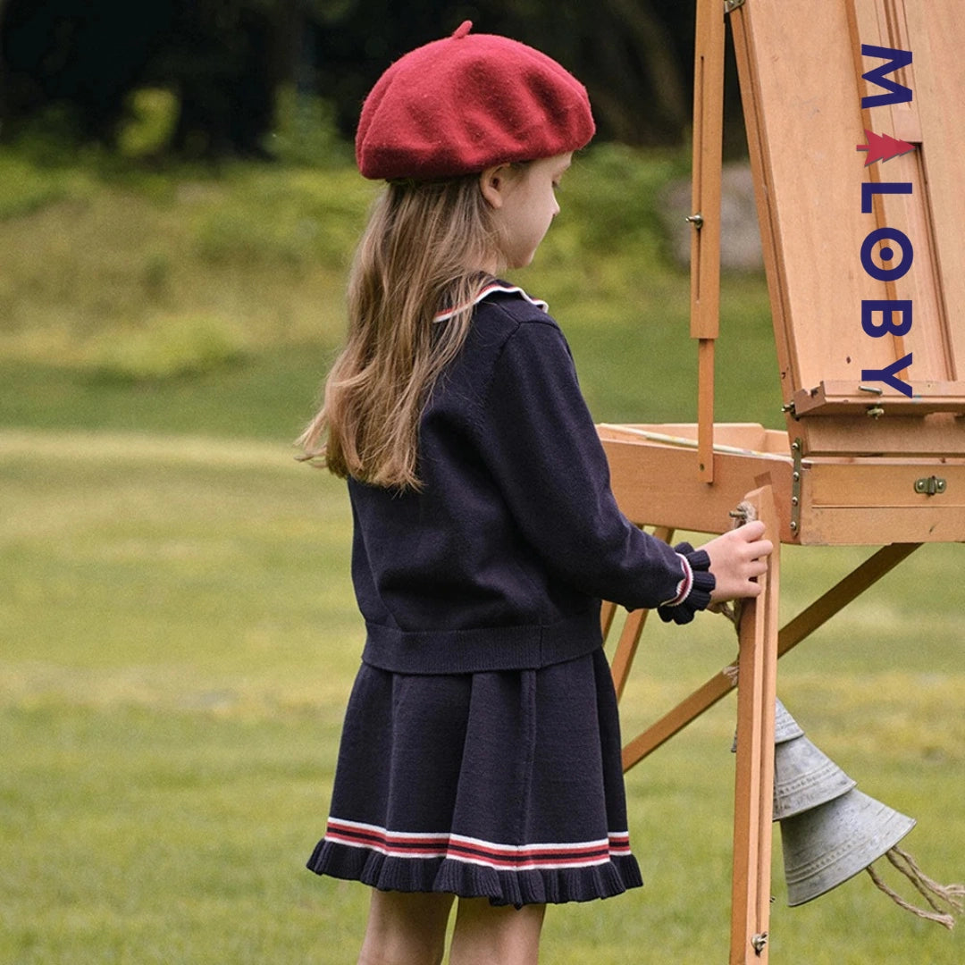 Ensemble jupe + Cardigan enfant fille- marine