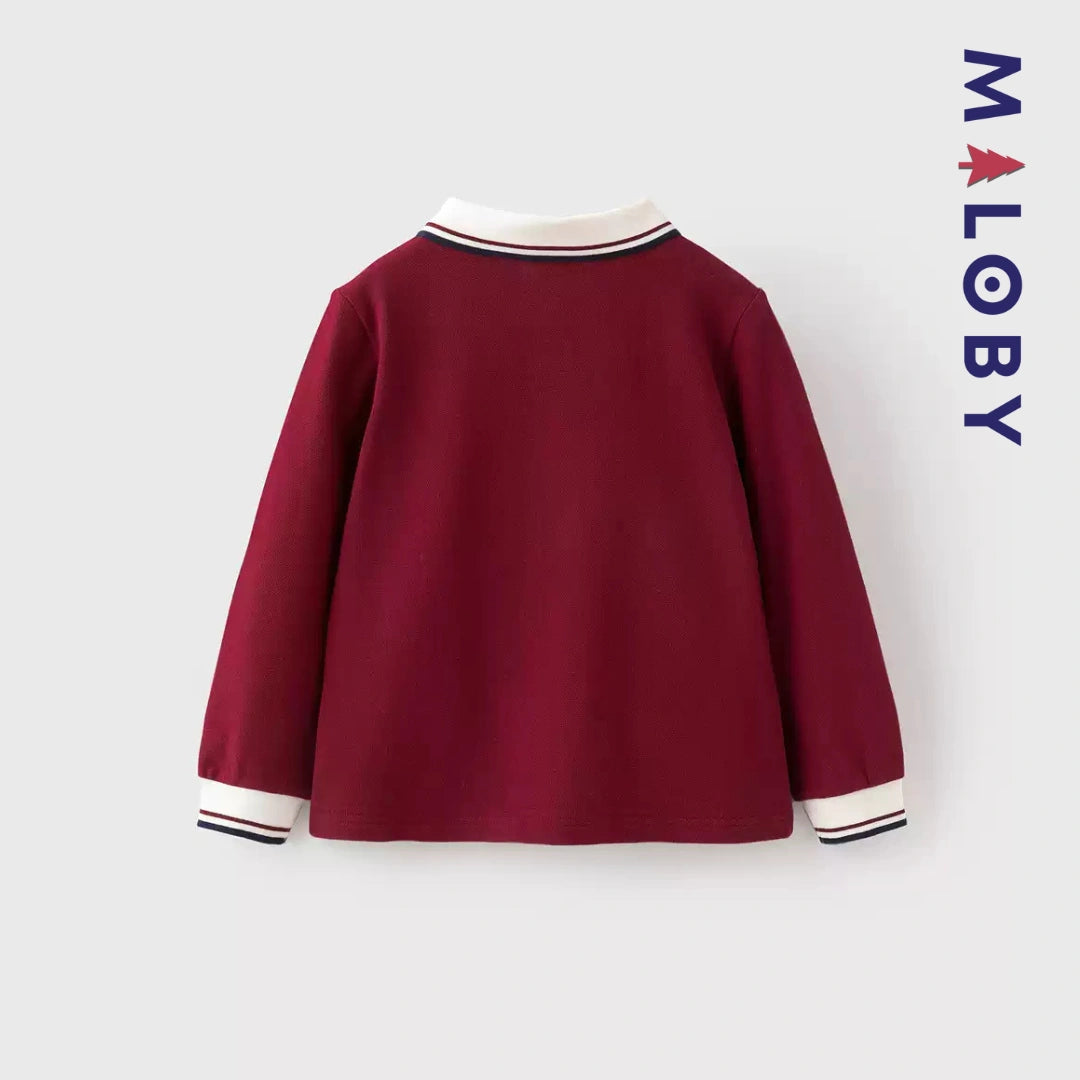 Polo manches longues enfants garçon - rouge -robes et ensembles pour filles, bébés et garcons - MALOBY