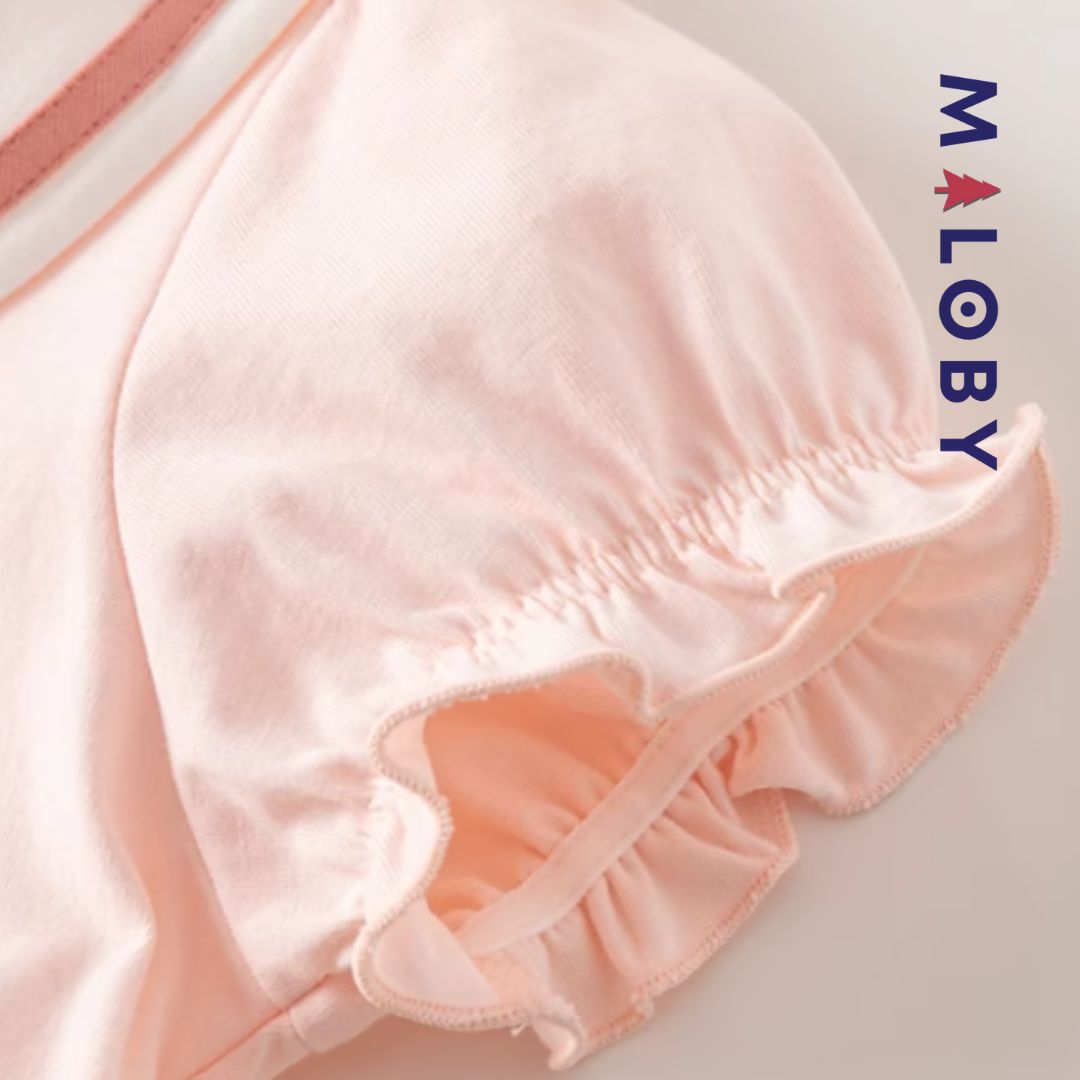 Robe d'été bi-matière fille -Rose -robes et ensembles pour filles, bébés et garcons - MALOBY