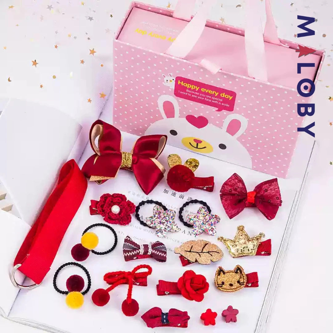 Ensemble accessoires cheveux enfant fille- rouge -robes et ensembles pour filles, bébés et garcons - MALOBY