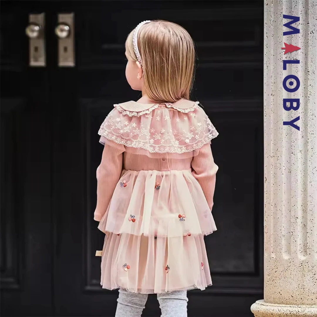 Robe cérémonie style anglais enfant fille -rose