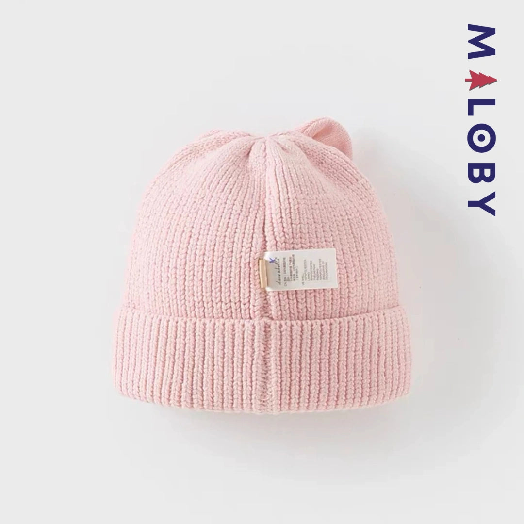 Bonnet en maille enfant fille- Rose