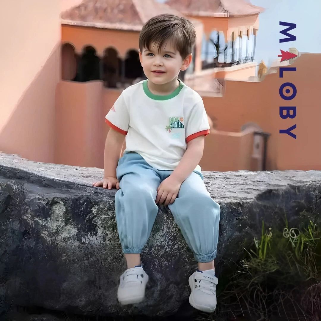Ensemble d'été t-shirt + pantalon en denim enfant garçon- Bleu