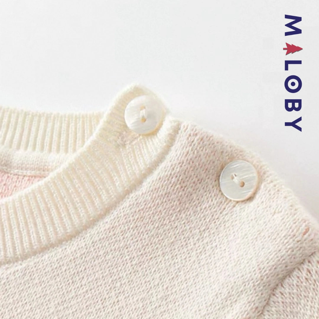Robe bi-matière motif lapin enfant fille- rose