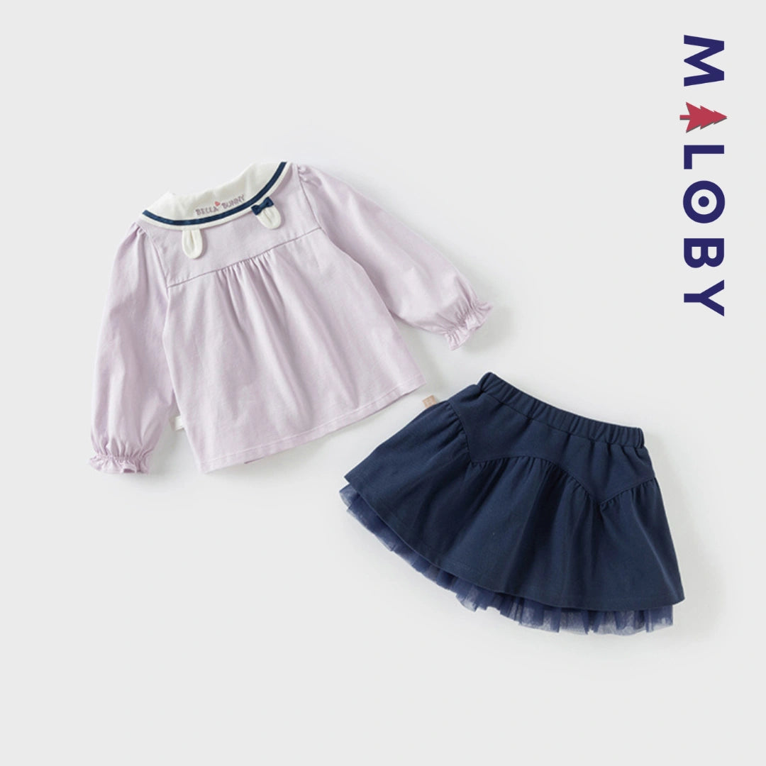 Ensemble Habillé Jupon + chemise enfant fille - violet/bleu -robes et ensembles pour filles, bébés et garcons - MALOBY