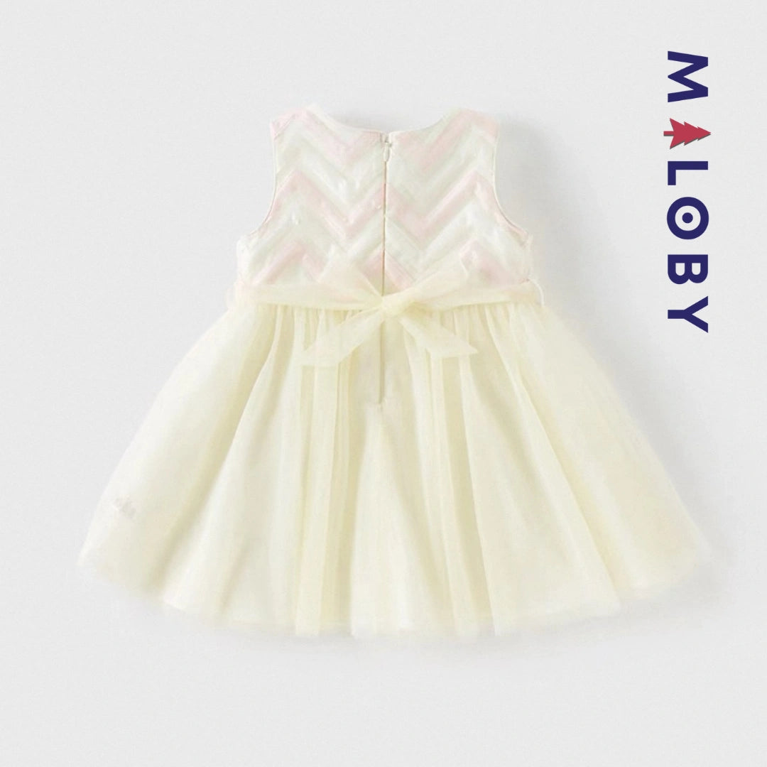 Robe de cérémonie florale enfant fille -Beige